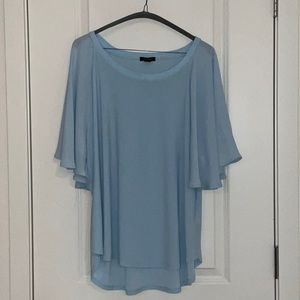 HALOGEN WOMENS LIGHT BLUE FLOWY TOP